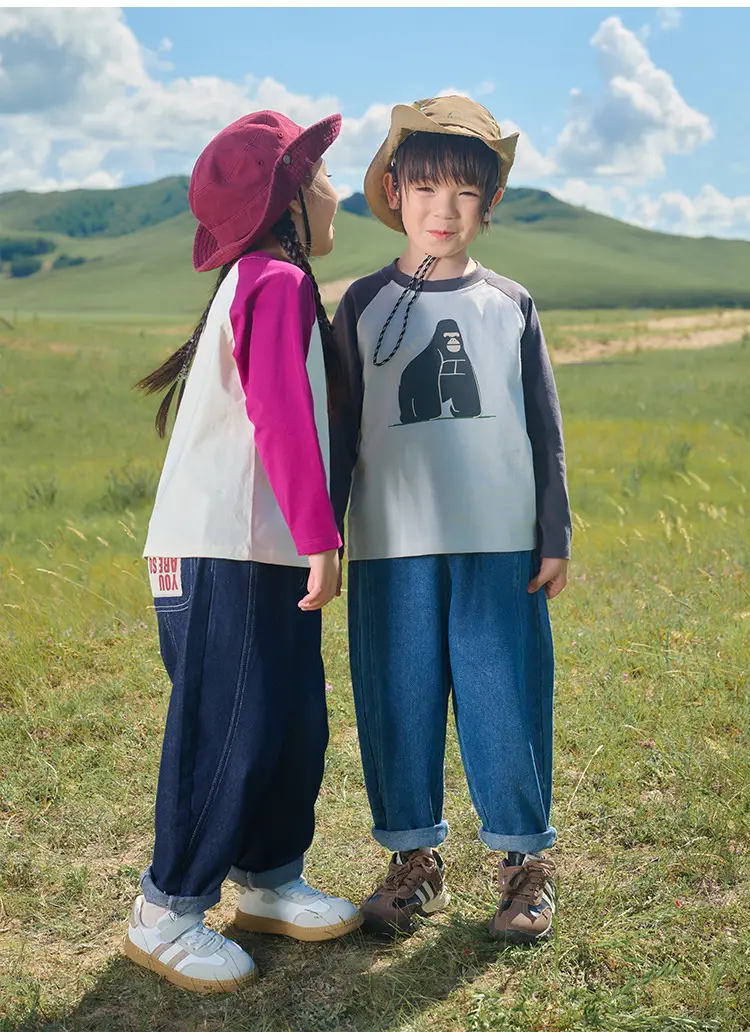 Cotton Long Sleeve T-Shirt for Boys Blue Bear Print — feature 22
