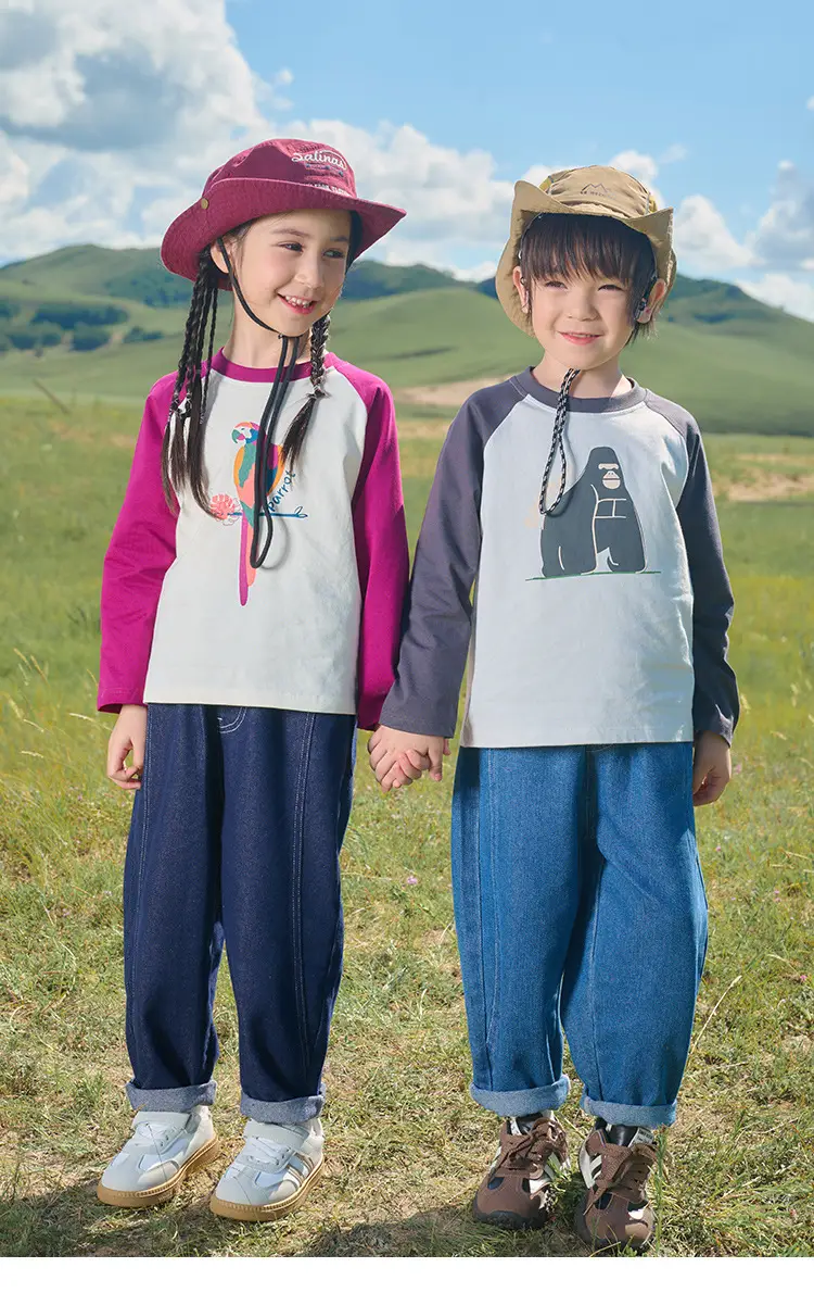 Cotton Long Sleeve T-Shirt for Boys Blue Bear Print — feature 25
