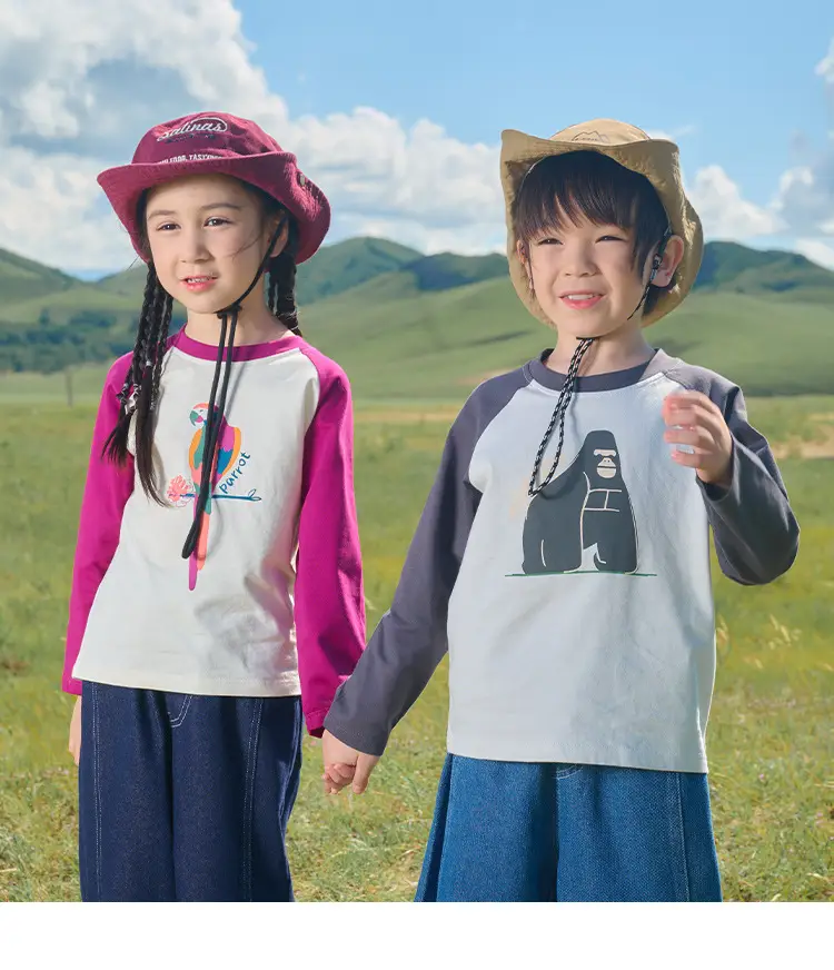 Cotton Long Sleeve T-Shirt for Boys Blue Bear Print — feature 26
