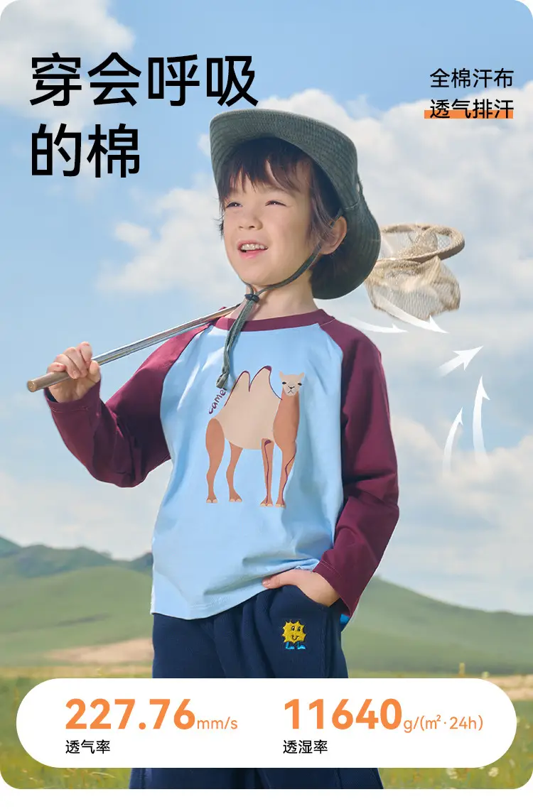 Cotton Long Sleeve T-Shirt for Boys Blue Bear Print — feature 3