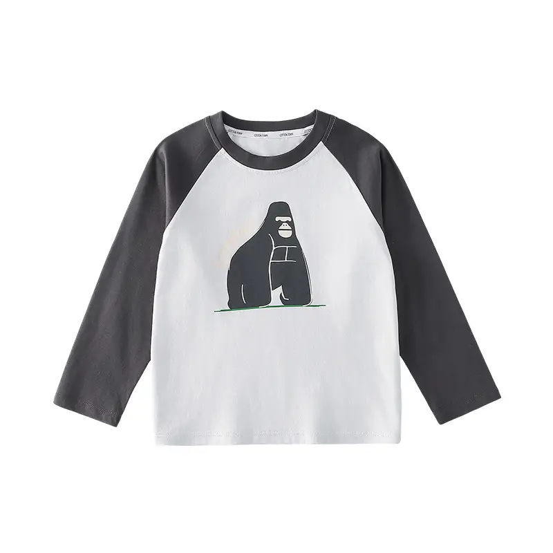 Cotton Long Sleeve T-Shirt for Boys Blue Bear Print - Image 2