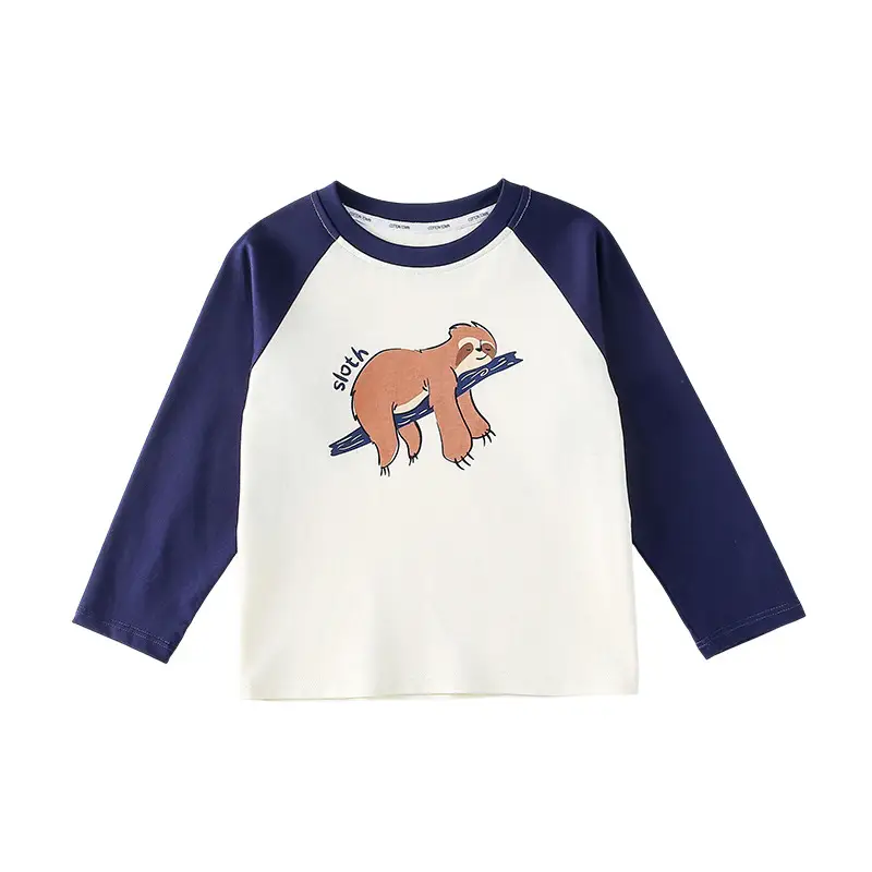 Cotton Long Sleeve T-Shirt for Boys Blue Bear Print - Image 4
