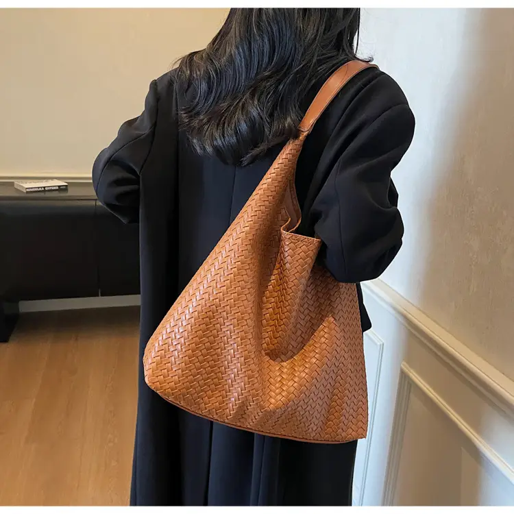 Autumn Winter Woven Tote Bag Korean Style Brown — feature 10