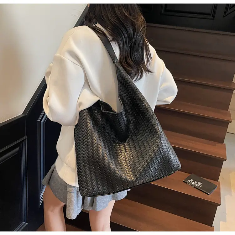 Autumn Winter Woven Tote Bag Korean Style Brown — feature 14