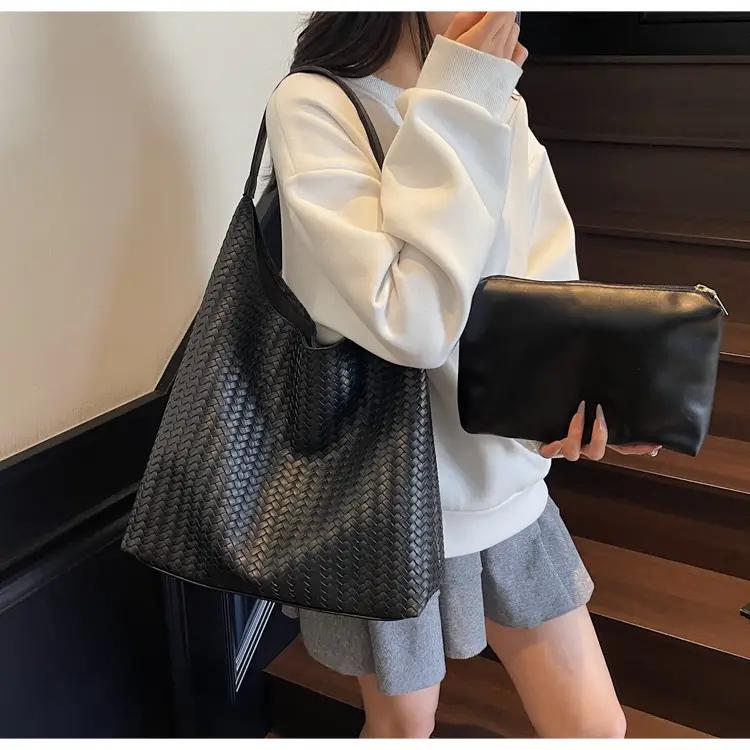 Autumn Winter Woven Tote Bag Korean Style Brown — feature 15