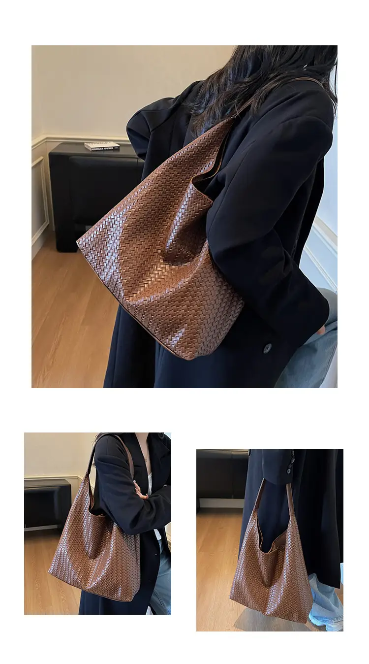 Autumn Winter Woven Tote Bag Korean Style Brown — feature 16