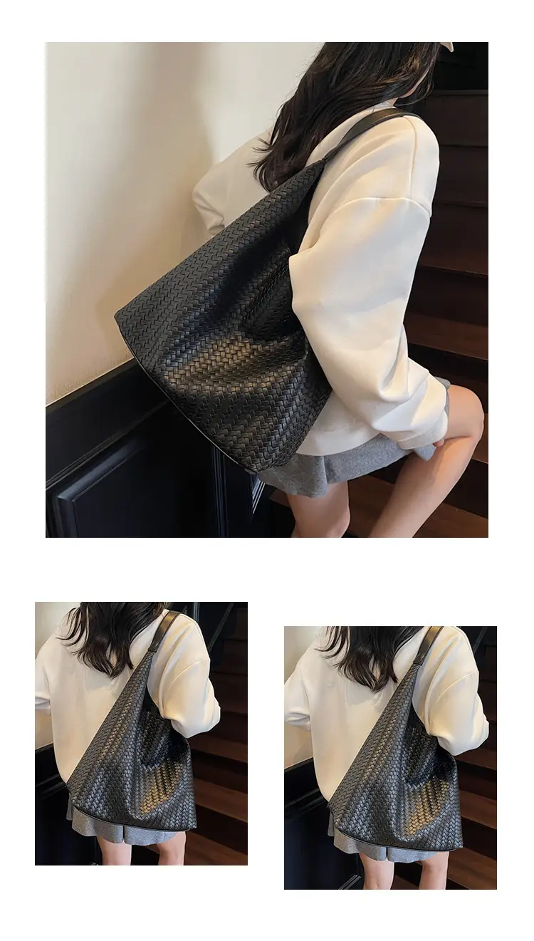 Autumn Winter Woven Tote Bag Korean Style Brown — feature 17