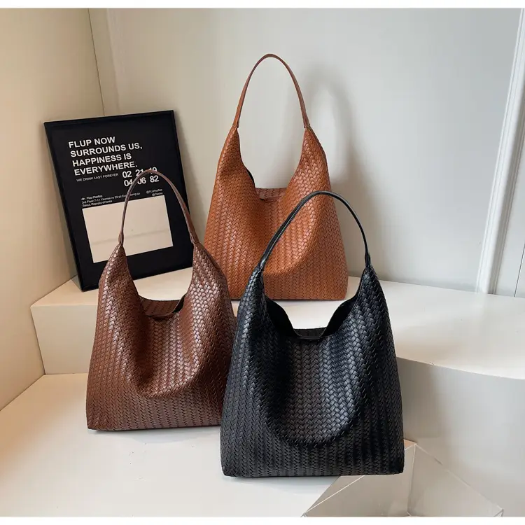 Autumn Winter Woven Tote Bag Korean Style Brown — feature 19