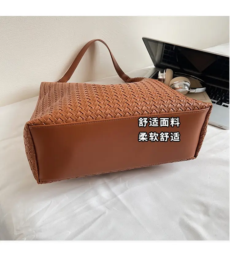 Autumn Winter Woven Tote Bag Korean Style Brown — feature 4