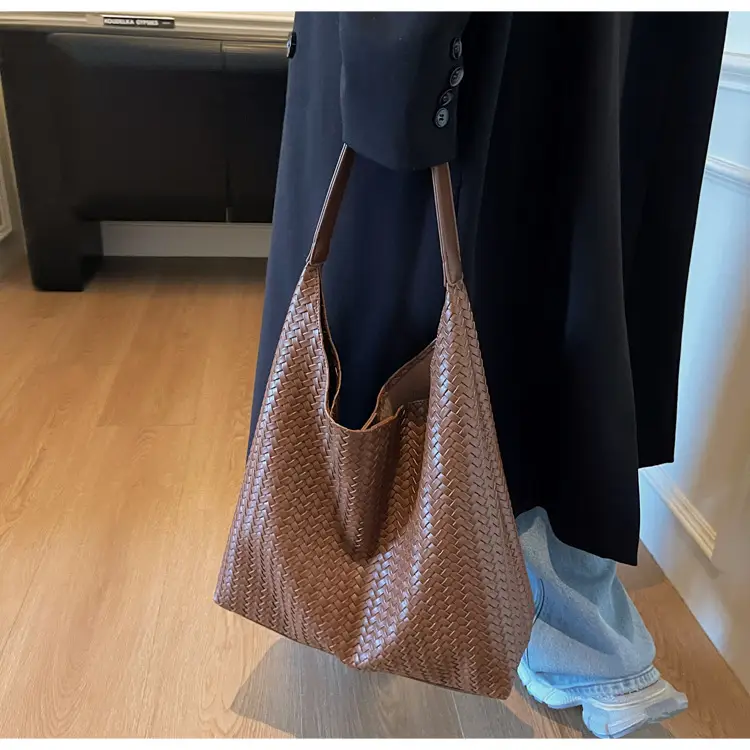 Autumn Winter Woven Tote Bag Korean Style Brown — feature 8