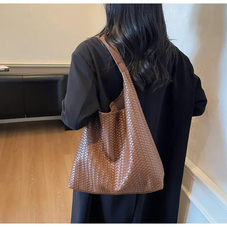 Autumn Winter Woven Tote Bag Korean Style Brown — feature 9