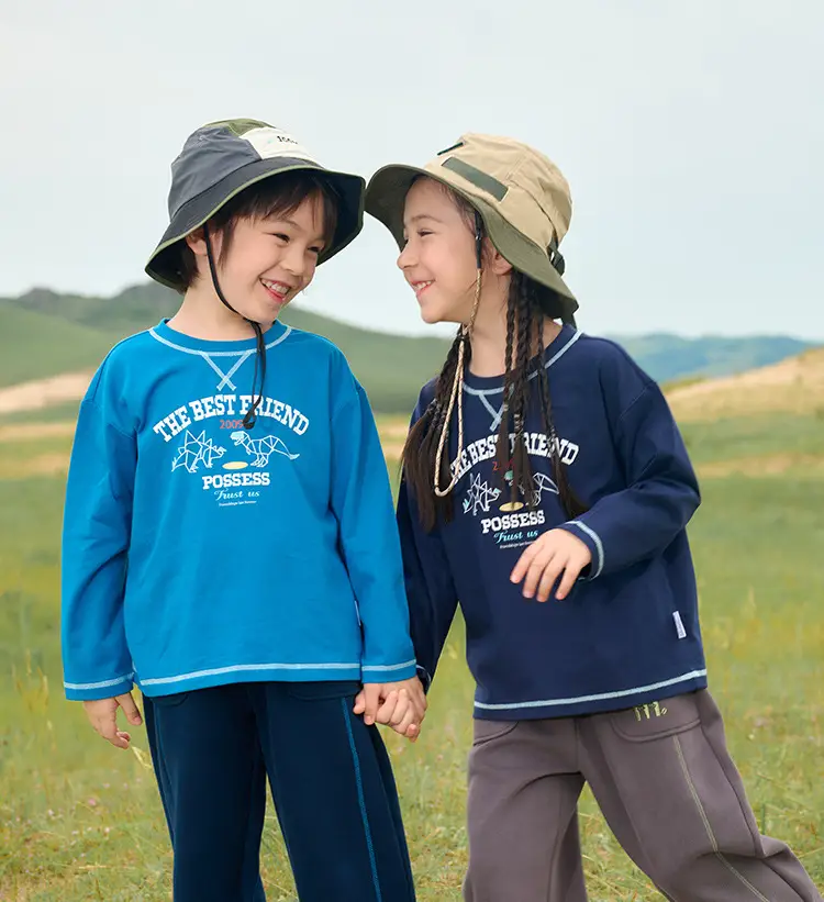 Kids Cotton Long Sleeve T-Shirt Blue Spring Fall — feature 19