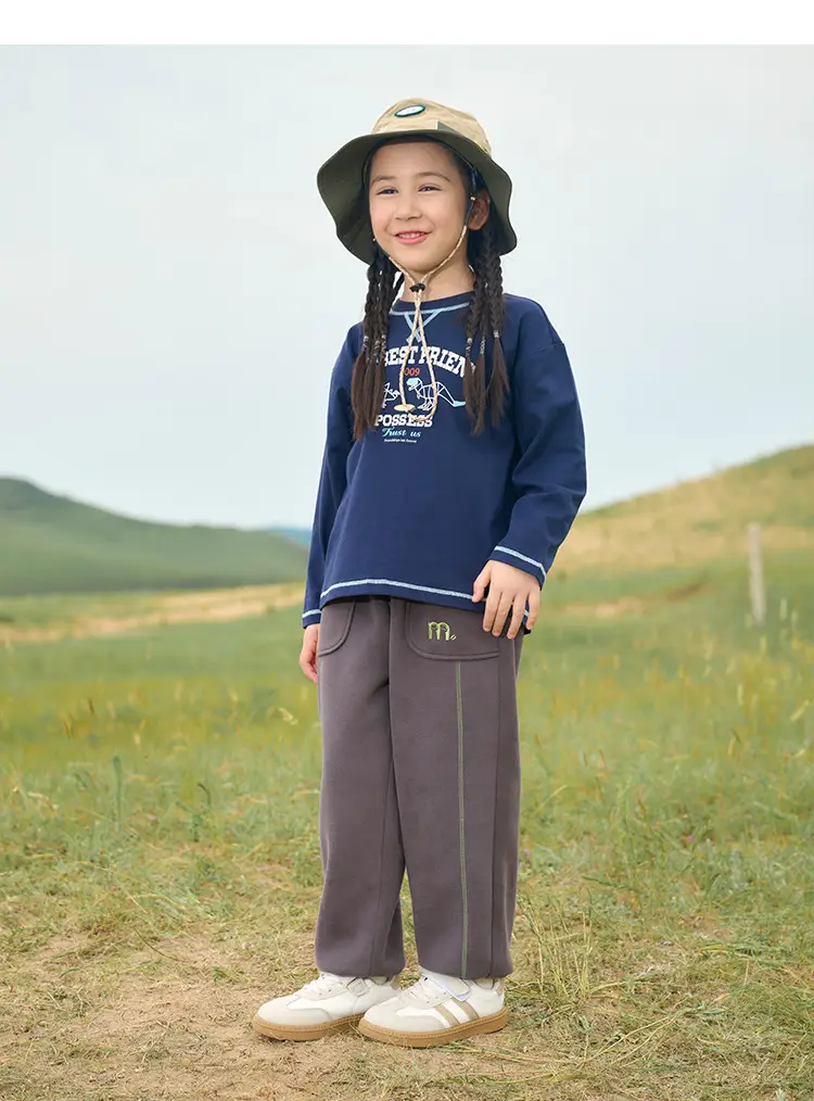 Kids Cotton Long Sleeve T-Shirt Blue Spring Fall — feature 20