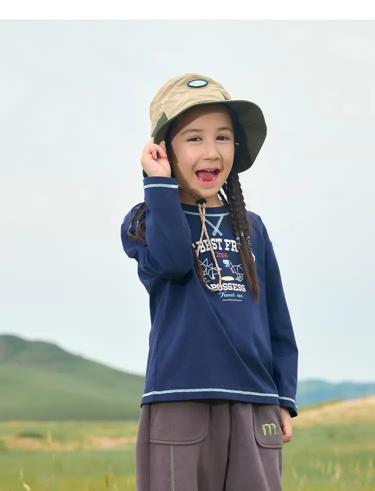 Kids Cotton Long Sleeve T-Shirt Blue Spring Fall — feature 21