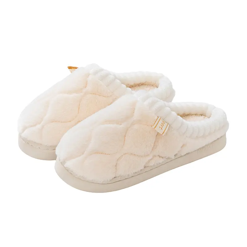 Warm Plush Cotton Slippers for Women Winter Indoor