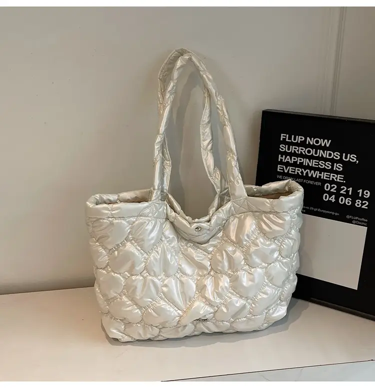 Pink Quilted Women's Shoulder Tote Bag Large Capacity — feature 16