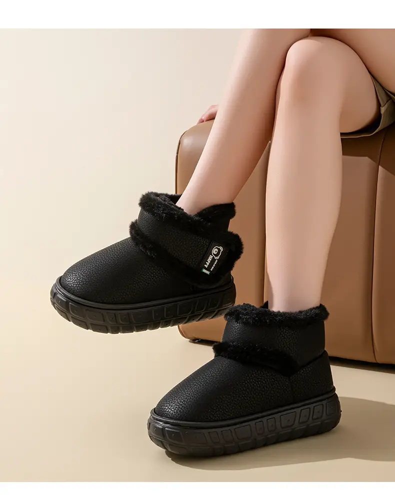 Snow Boots, Outdoor Waterproof Slippers with Heel, Women's Winter Home New Style Couple Thick-Soled Fleece-Lined Warm Cotton Shoes for Men — feature 18