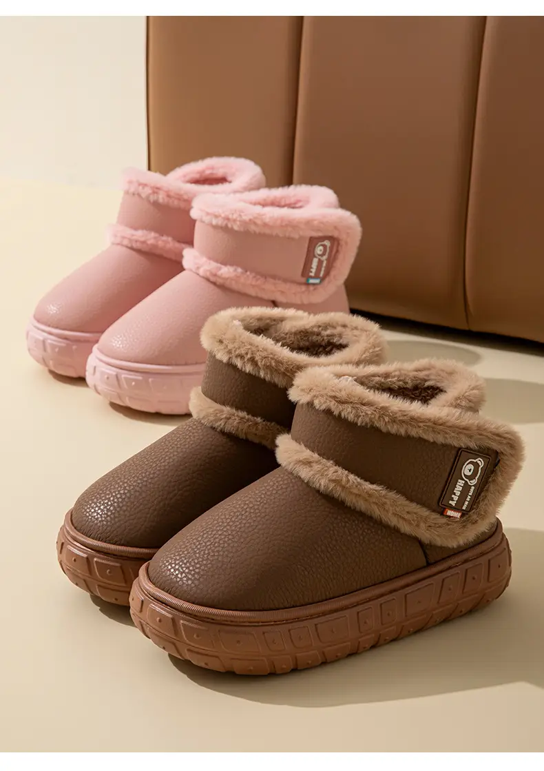 Snow Boots, Outdoor Waterproof Slippers with Heel, Women's Winter Home New Style Couple Thick-Soled Fleece-Lined Warm Cotton Shoes for Men — feature 4