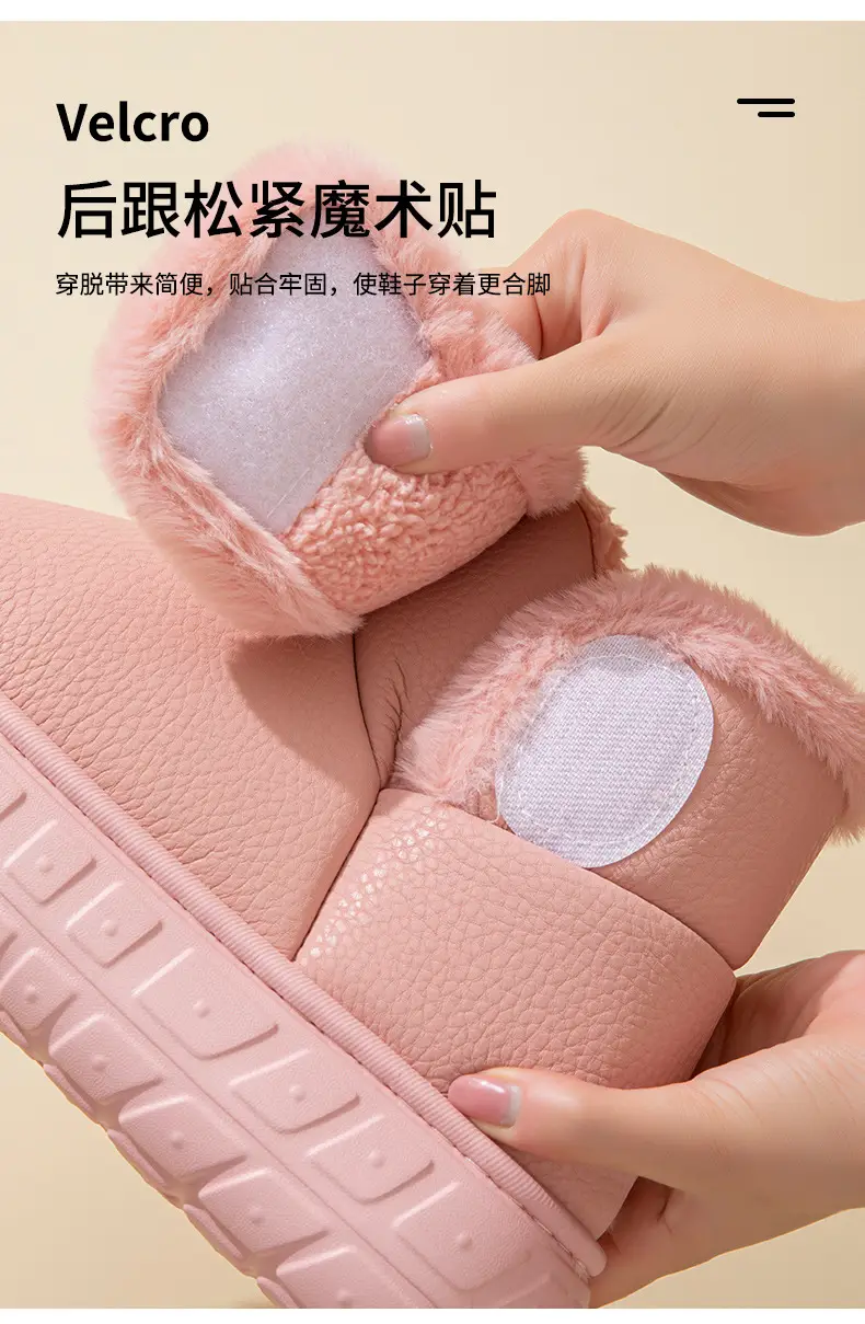Snow Boots, Outdoor Waterproof Slippers with Heel, Women's Winter Home New Style Couple Thick-Soled Fleece-Lined Warm Cotton Shoes for Men — feature 9