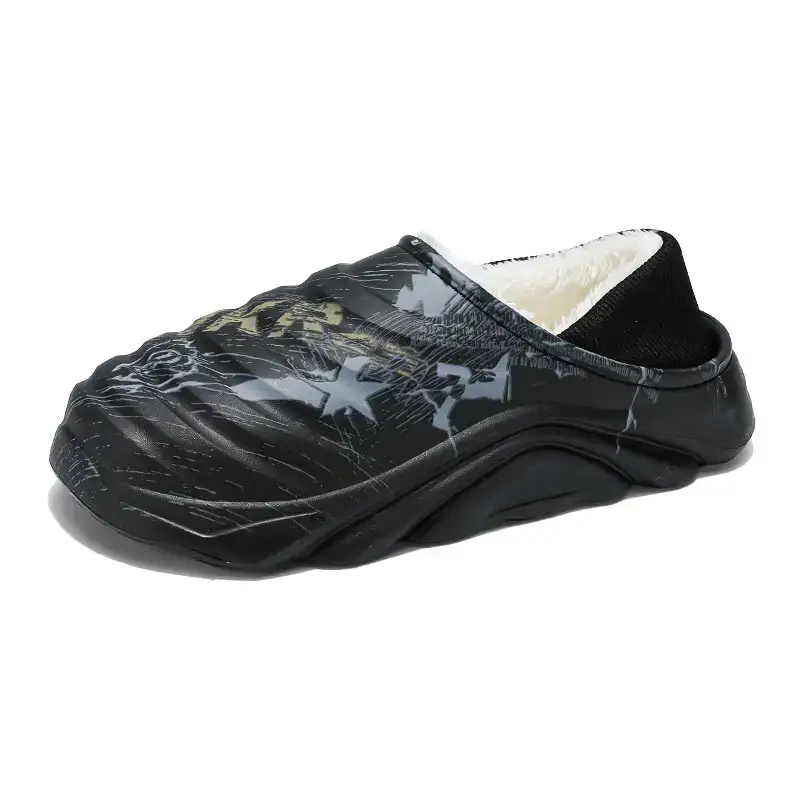 Men's Cotton Slippers, Winter Velvet Warm Home Cotton Shoes, Heel-Covering Outer Wear, Non-Slip and Waterproof Men's Slippers - Image 5