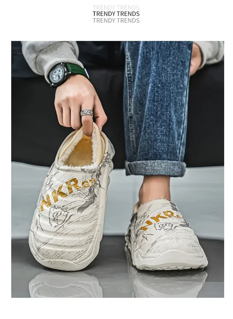 Men's Cotton Slippers, Winter Velvet Warm Home Cotton Shoes, Heel-Covering Outer Wear, Non-Slip and Waterproof Men's Slippers — feature 10