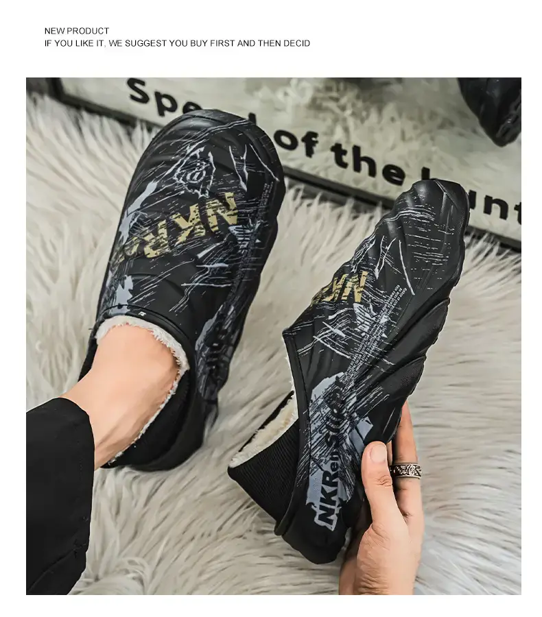 Men's Cotton Slippers, Winter Velvet Warm Home Cotton Shoes, Heel-Covering Outer Wear, Non-Slip and Waterproof Men's Slippers — feature 17