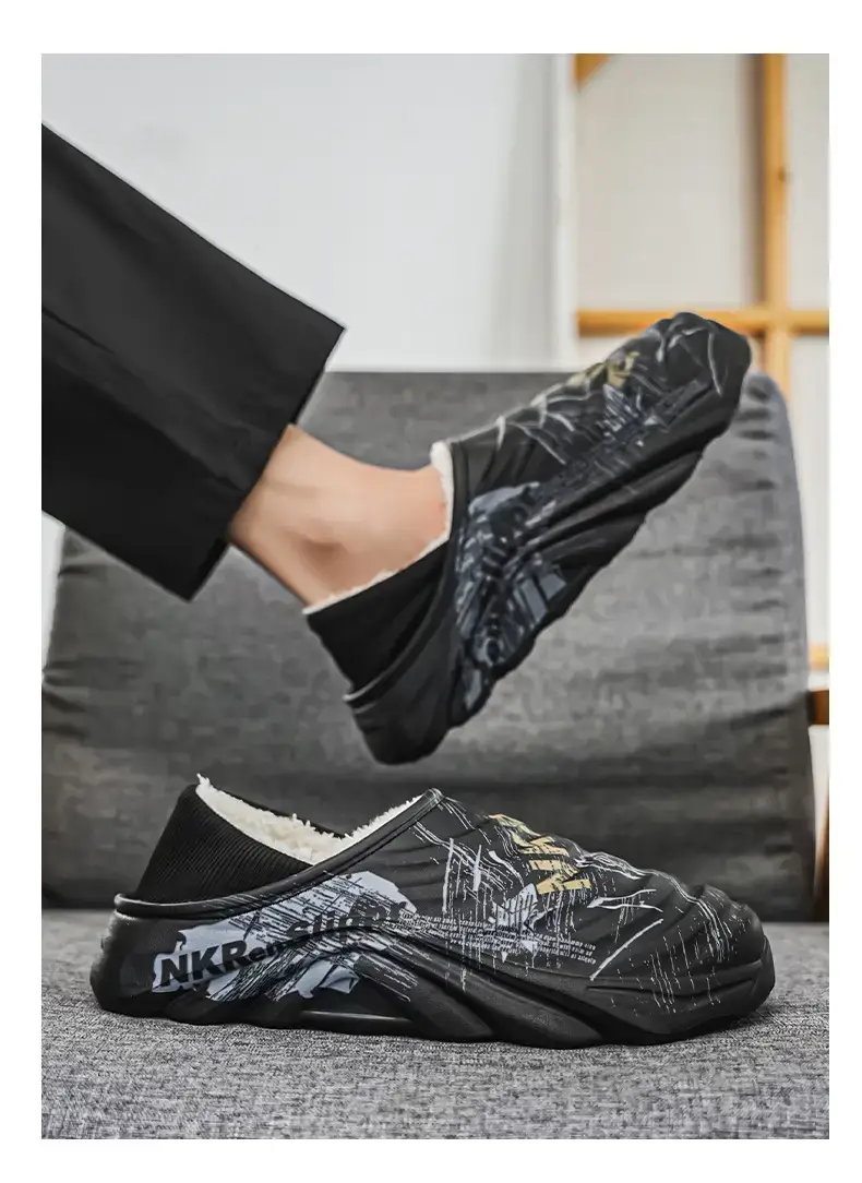 Men's Cotton Slippers, Winter Velvet Warm Home Cotton Shoes, Heel-Covering Outer Wear, Non-Slip and Waterproof Men's Slippers — feature 19