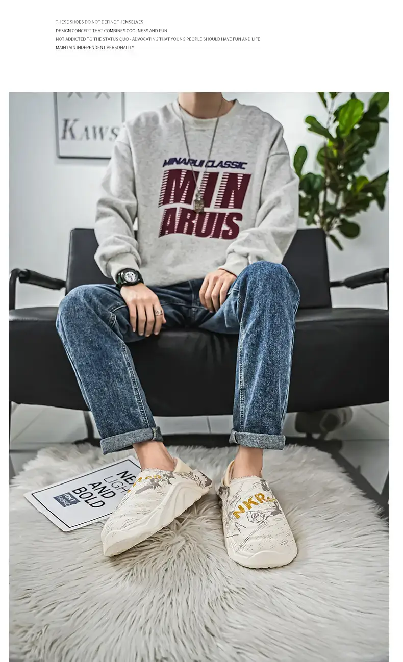 Men's Cotton Slippers, Winter Velvet Warm Home Cotton Shoes, Heel-Covering Outer Wear, Non-Slip and Waterproof Men's Slippers — feature 2