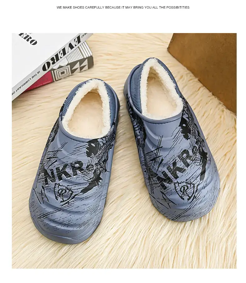 Men's Cotton Slippers, Winter Velvet Warm Home Cotton Shoes, Heel-Covering Outer Wear, Non-Slip and Waterproof Men's Slippers — feature 25