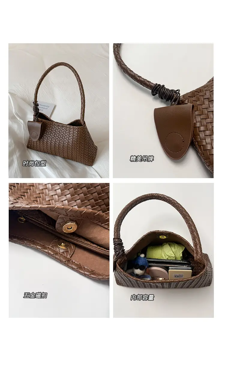 Retro Brown Textured Crossbody Bag for Women — feature 4