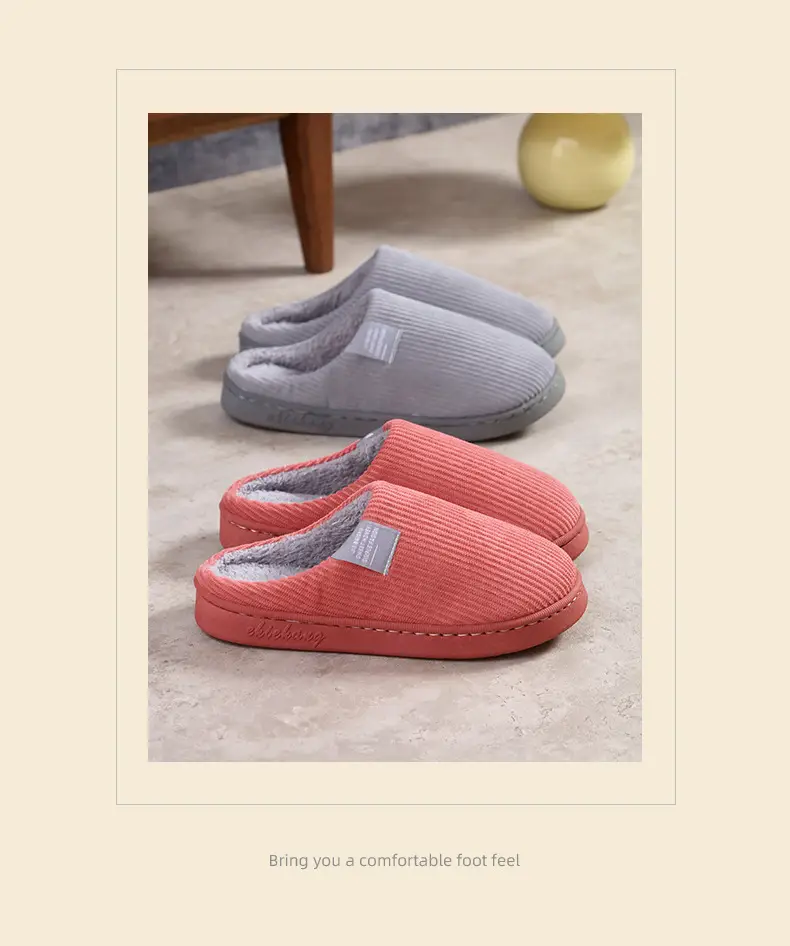 Couple's Plush Slippers Warm Shoes Maternity Ready Stock Wholesale Non-Slip Fleece Men's Cotton Slippers Women's Autumn Indoor Home — feature 15
