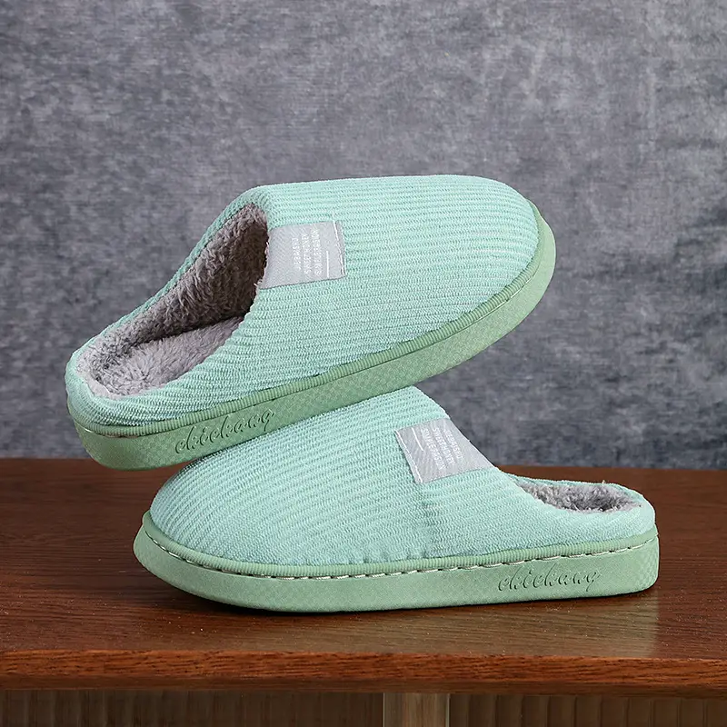 Couple's Plush Slippers Warm Shoes Maternity Ready Stock Wholesale Non-Slip Fleece Men's Cotton Slippers Women's Autumn Indoor Home