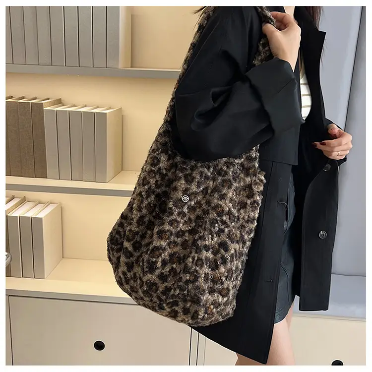 Korean Style Furry Leopard Print Wool Shoulder Bag — feature 22