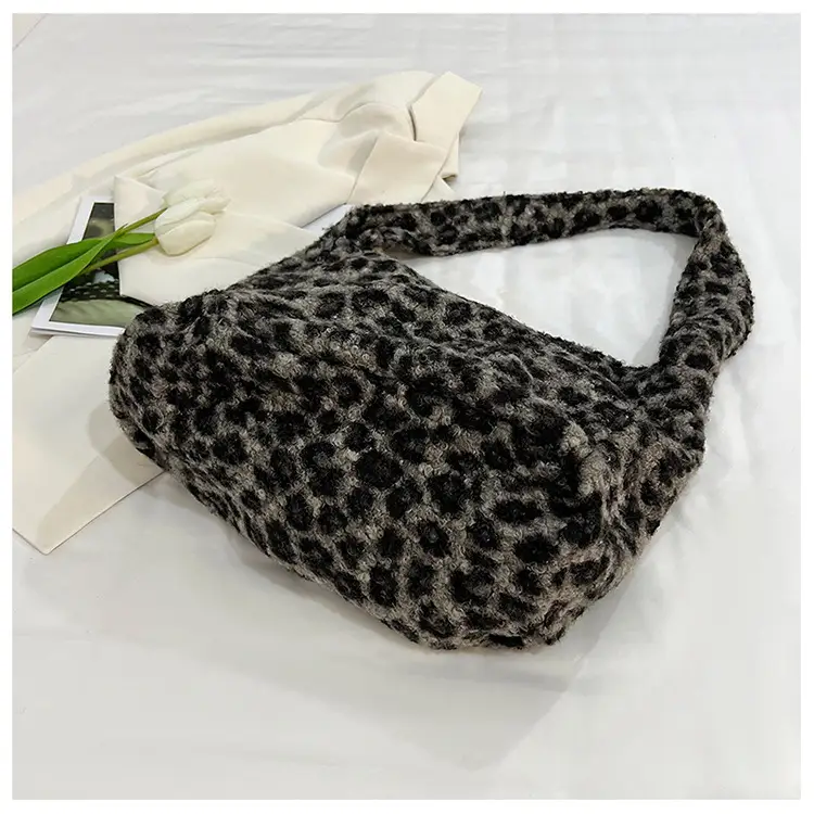 Korean Style Furry Leopard Print Wool Shoulder Bag — feature 8