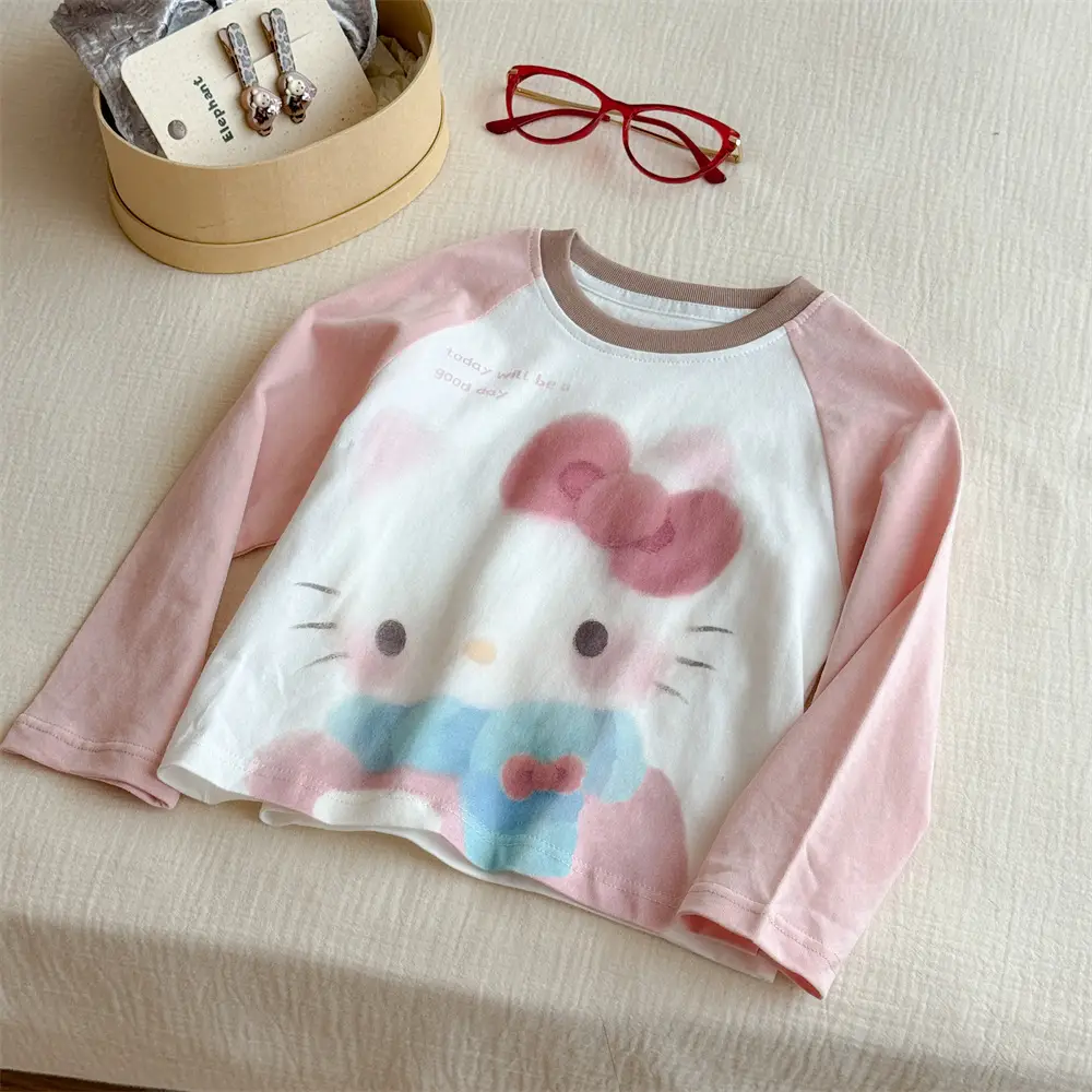 Hello Kitty Long Sleeve Raglan T-Shirt Pink White — feature 10