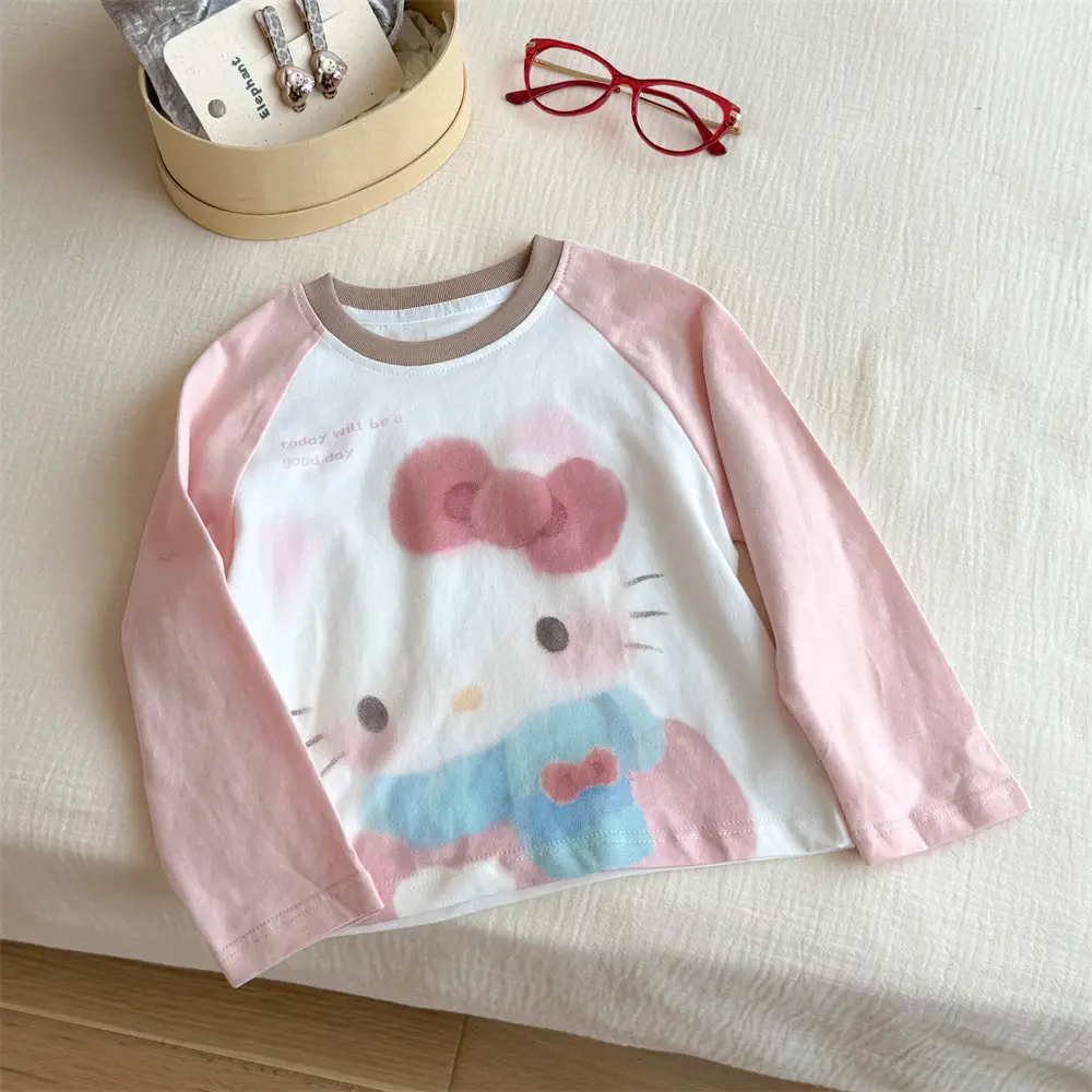 Hello Kitty Long Sleeve Raglan T-Shirt Pink White — feature 12