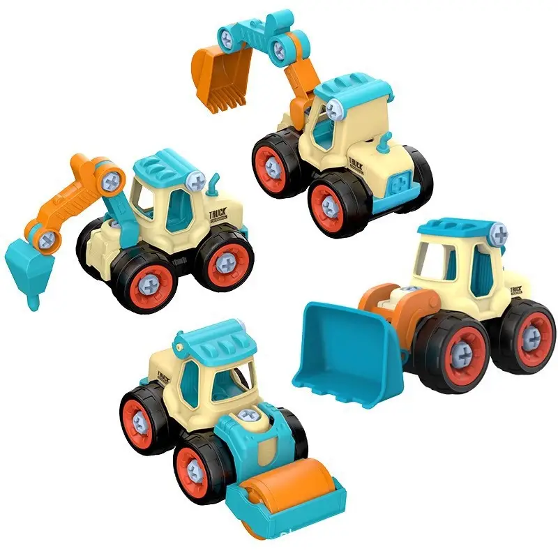 DIY Detachable Construction Vehicle Toy Set for Boys, Screw Assembly Children's Educational Disassembly Simulation Sliding Model