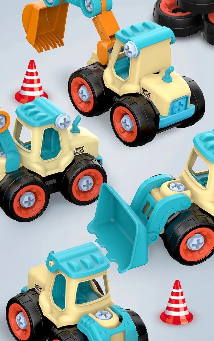 DIY Detachable Construction Vehicle Toy Set for Boys, Screw Assembly Children's Educational Disassembly Simulation Sliding Model — feature 6