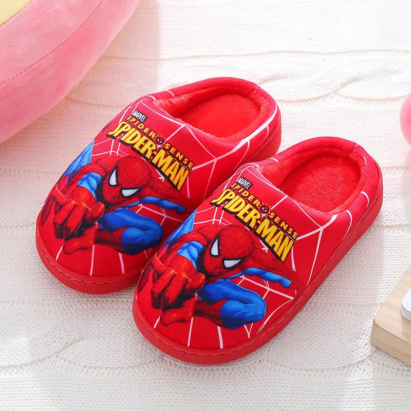 Children's Cotton Slippers for Older Kids, Winter Cartoon Non-Slip Warm Indoor Closed-Back Cotton Shoes for Boys and Girls, Trendy, Fleece-Lined and Thickened