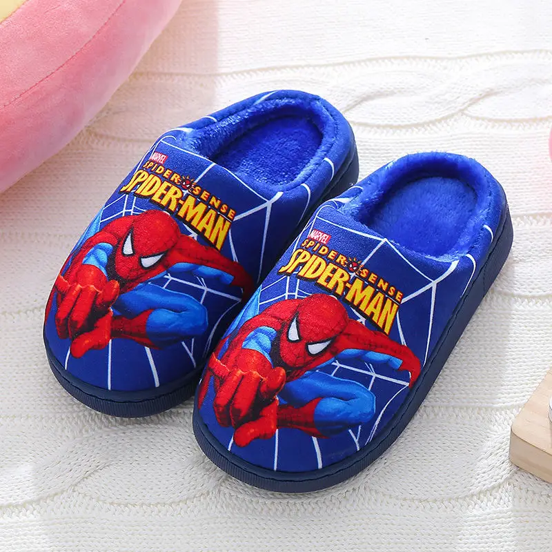 Children's Cotton Slippers for Older Kids, Winter Cartoon Non-Slip Warm Indoor Closed-Back Cotton Shoes for Boys and Girls, Trendy, Fleece-Lined and Thickened