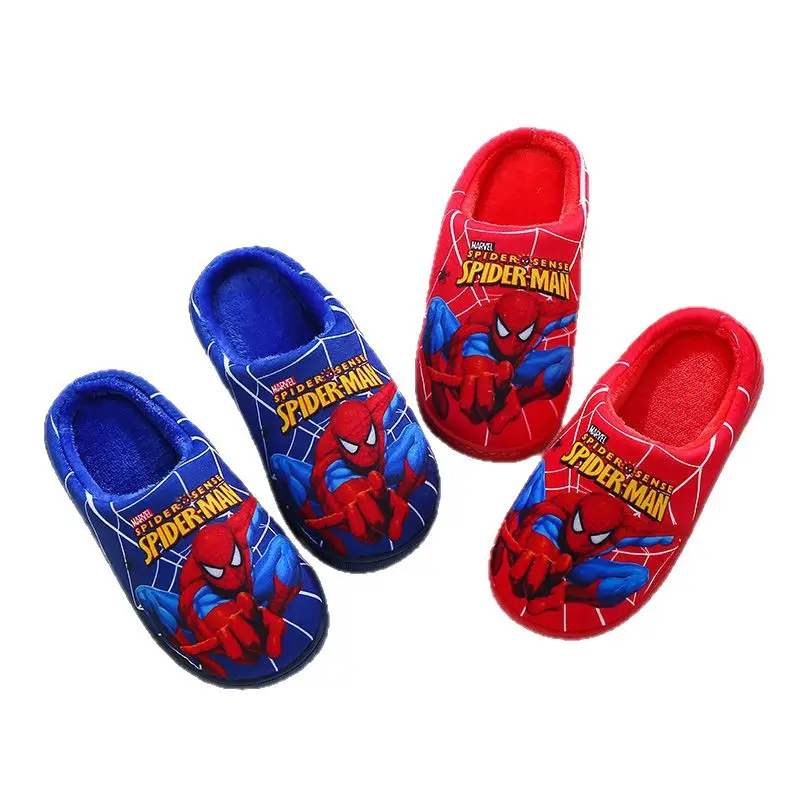 Children's Cotton Slippers for Older Kids, Winter Cartoon Non-Slip Warm Indoor Closed-Back Cotton Shoes for Boys and Girls, Trendy, Fleece-Lined and Thickened