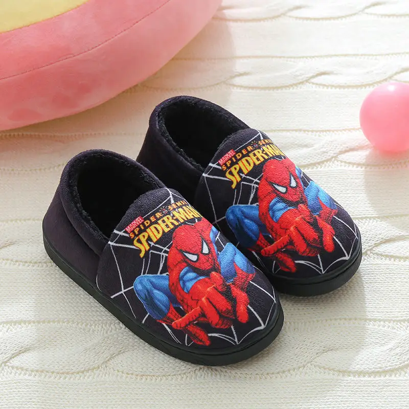 Children's Cotton Slippers for Older Kids, Winter Cartoon Non-Slip Warm Indoor Closed-Back Cotton Shoes for Boys and Girls, Trendy, Fleece-Lined and Thickened