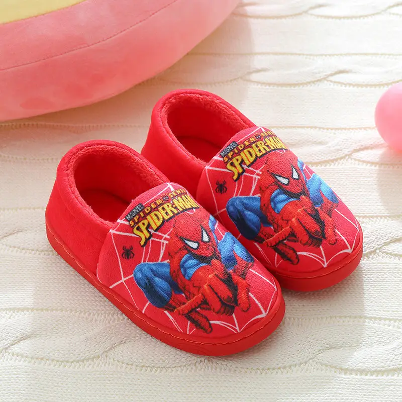 Children's Cotton Slippers for Older Kids, Winter Cartoon Non-Slip Warm Indoor Closed-Back Cotton Shoes for Boys and Girls, Trendy, Fleece-Lined and Thickened