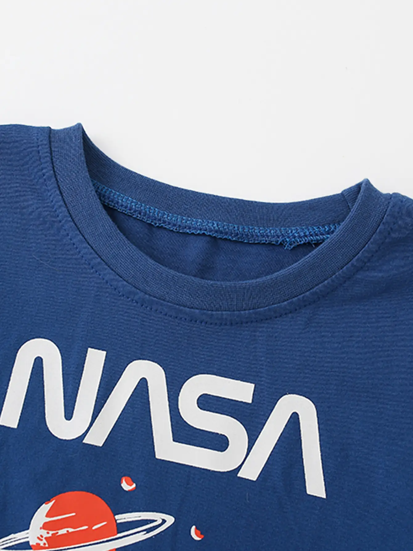 Kids Saturn Print Long Sleeve T-Shirt Blue - Image 4