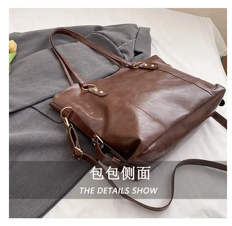 Black Leather Shoulder Bag for Women Large Capacity — feature 10