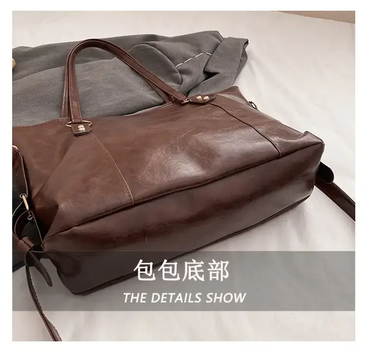 Black Leather Shoulder Bag for Women Large Capacity — feature 11
