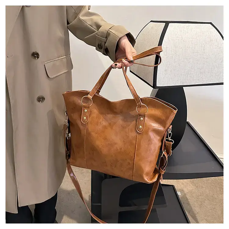 Black Leather Shoulder Bag for Women Large Capacity — feature 14
