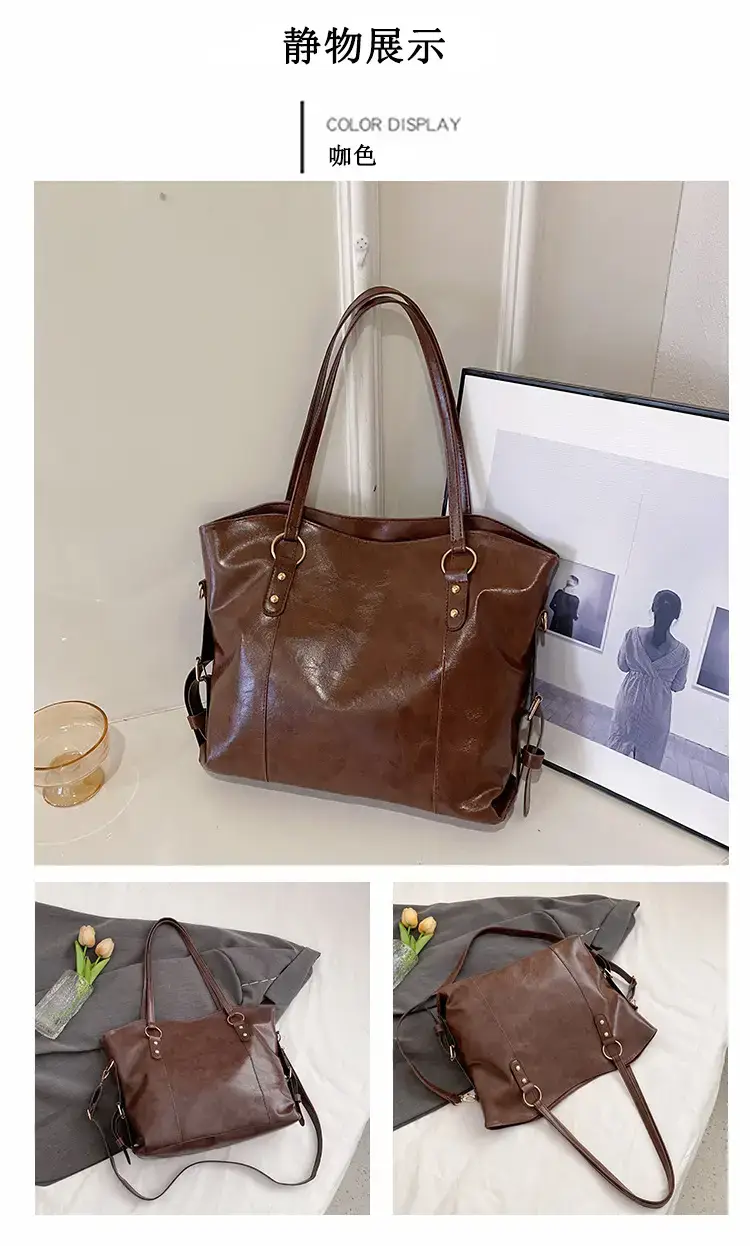Black Leather Shoulder Bag for Women Large Capacity — feature 34