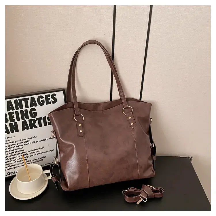 Black Leather Shoulder Bag for Women Large Capacity — feature 41