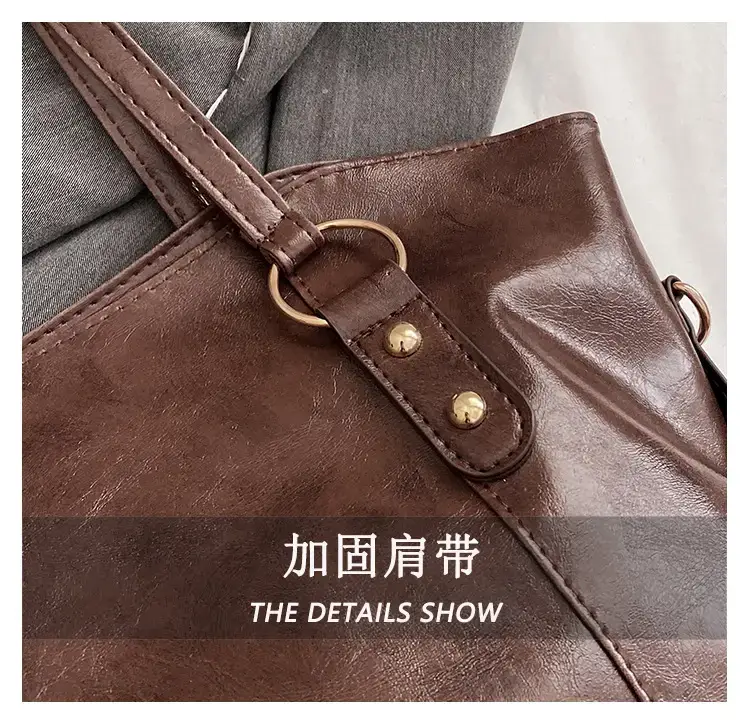 Black Leather Shoulder Bag for Women Large Capacity — feature 6